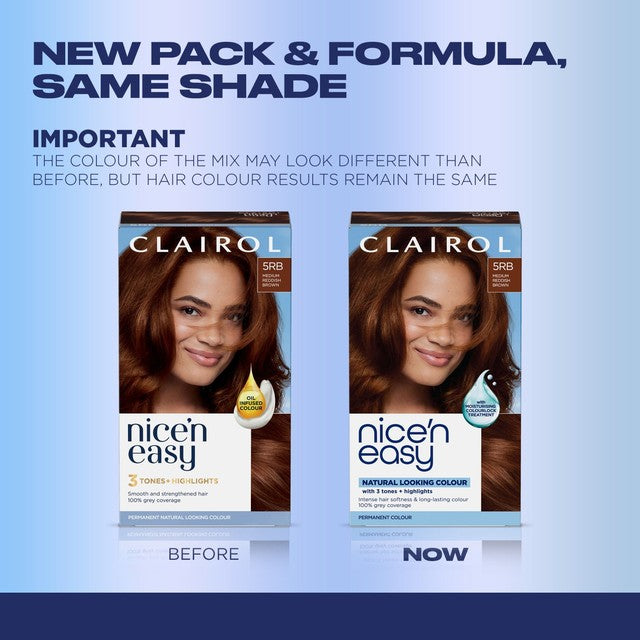 Clairol Nice'n Easy Hair Dye Medium Reddish Brown Kit - British product