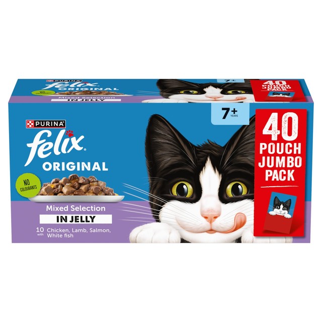 Felix senior cat food mixed selection in jelly 40x85g pouches - British product