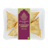 M&S vegetable samosas 4 hand wrapped 208g, imported from the UK