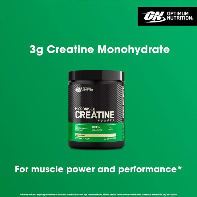 Optimum Nutrition creatine powder unflavoured 317g, imported from the UK