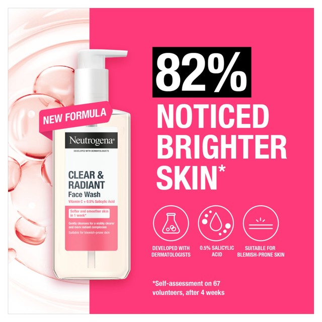 Neutrogena Clear & Radiant Face Wash 200ml, imported from the UK