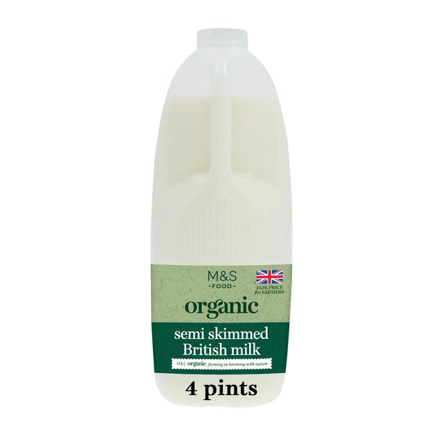M&S organic semi-skimmed milk 4 pints, imported from the UK