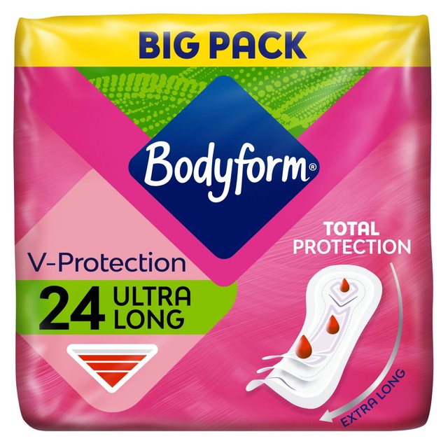 Bodyform Ultra Long sanitary towels 24 pack - British product
