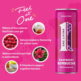 One Living Raspberry Kombucha Multipack 4 x 250ml, imported from the UK
