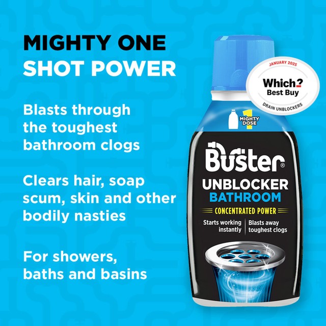 Buster Bathroom Drain Unblocker Mighty 1 Dose 300ml - British product