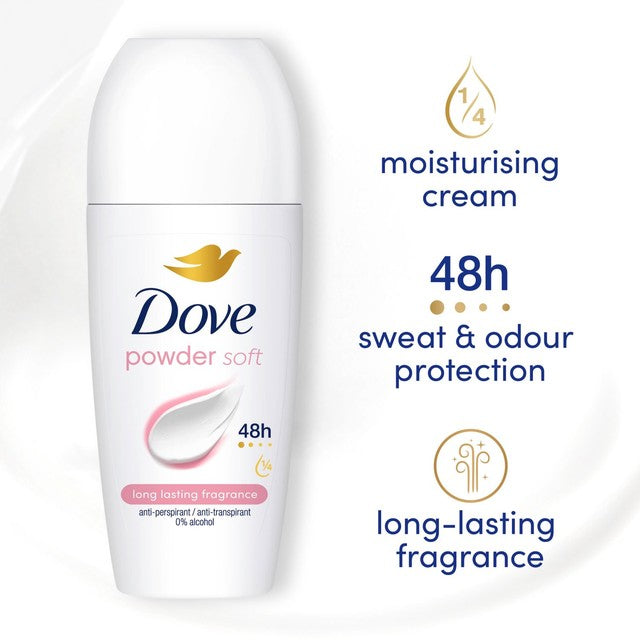 Dove powder anti-perspirant deodorant roll-on 50ml - British product