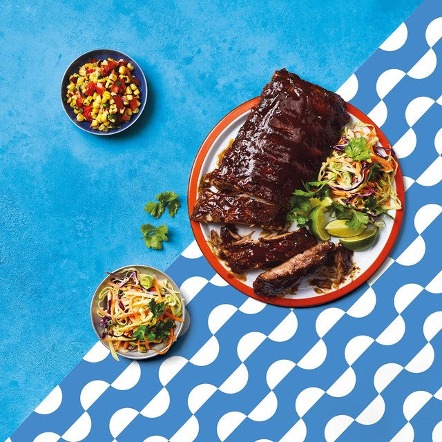 M&S pork rib rack with BBQ sauce 615g, imported from the UK
