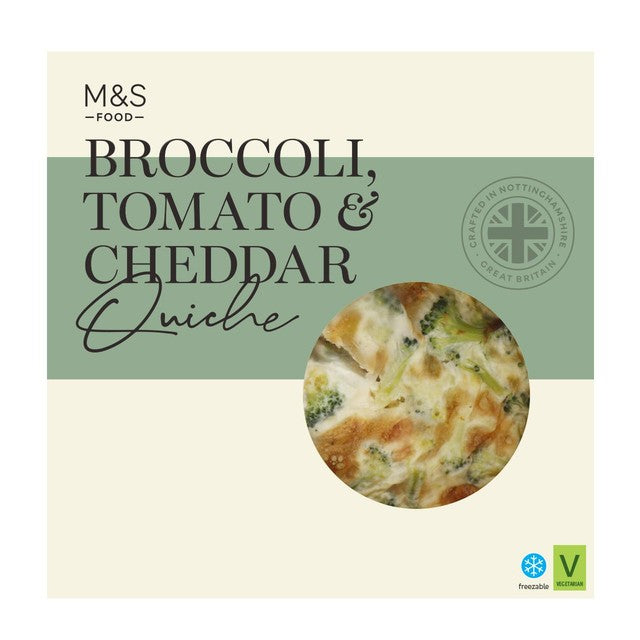 M&S Broccoli Cheese Tomato Quiche 400g, imported from the UK