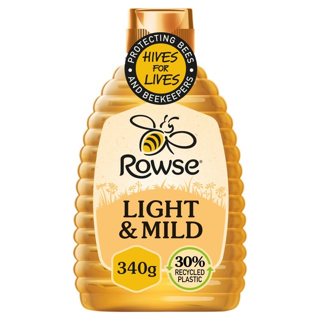 Rowse Light & Mild Squeezy Honey 340g, imported from the UK