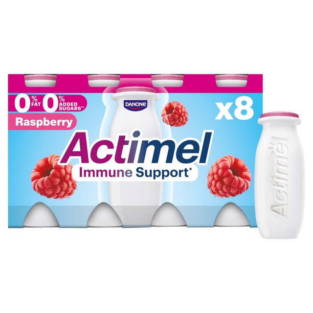 Actimel raspberry yoghurt drink 8 x 100g multipack - British product