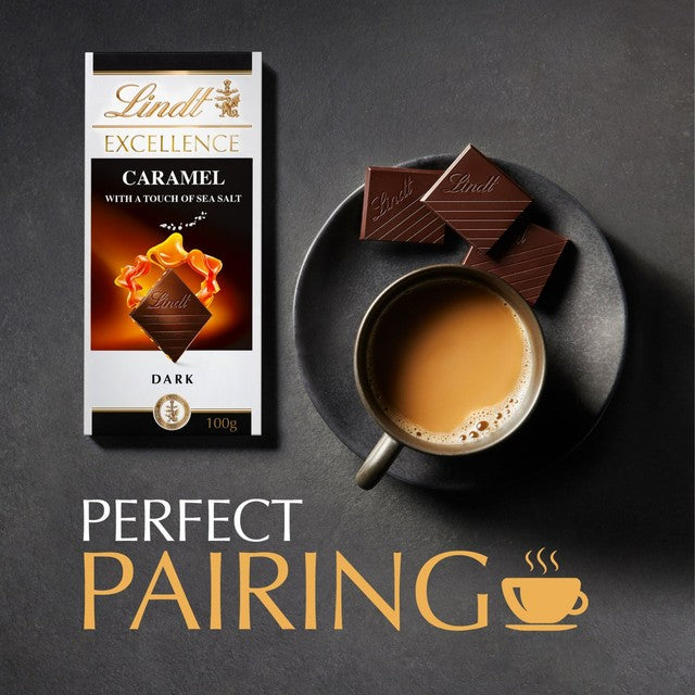 Lindt Excellence Dark Caramel Sea Salt Chocolate Bar 100g, UK version