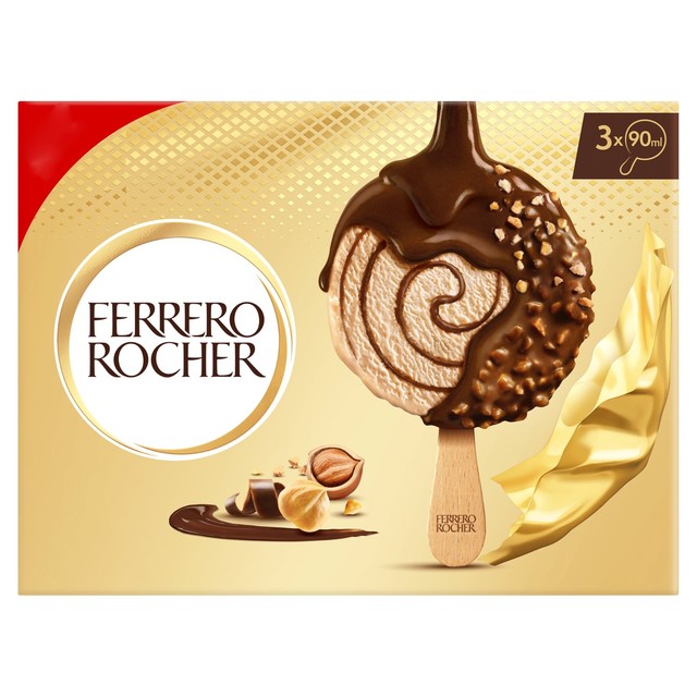 Ferrero Rocher hazelnut ice cream sticks 3 x 70ml - British product