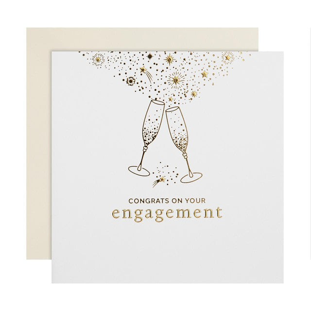 M&S gold champagne engagement card 15x15cm, imported from the UK