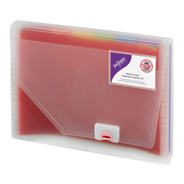 Snopake A4 rainbow portable organiser with dividers and tabs (British brand)