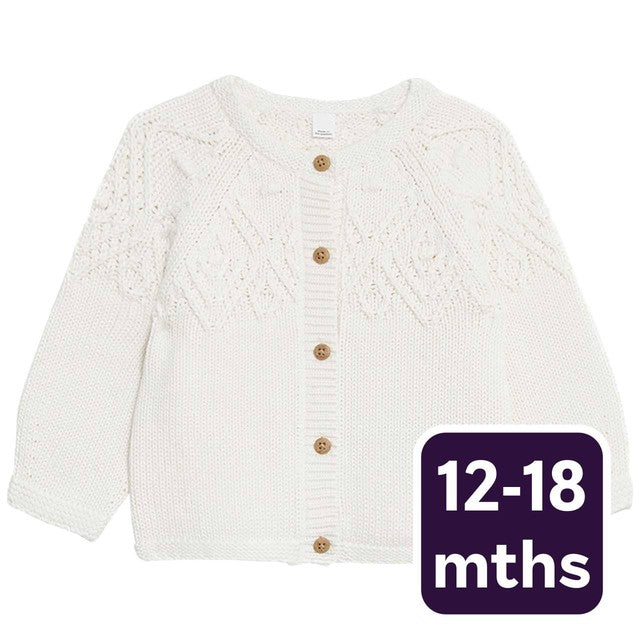 M&S patterned cardigan cream 12-18 months, imported from the UK