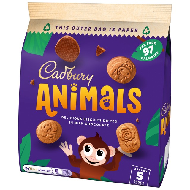 Cadbury Animals chocolate biscuit snack packs 5 x 19.9g - British product