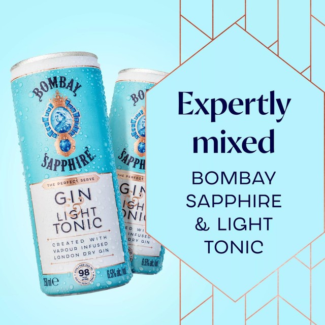 Bombay Sapphire Gin & Light Tonic 250ml - British product