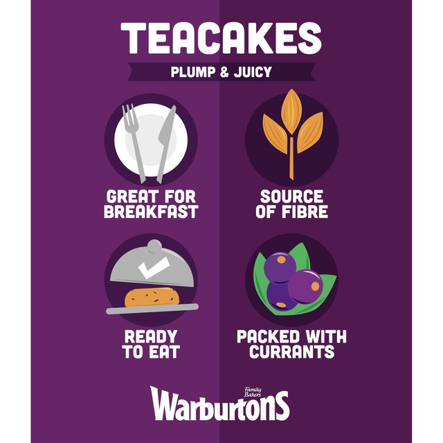 Warburtons fruity teacakes 4 per pack (British brand)