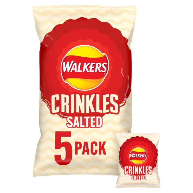 Walkers Crinkles simply salted crisps multipack 5 x 23g (British brand)