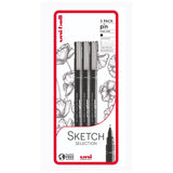 Uni-ball PIN fineliner pens Sketch Selection Black 3 pack (British brand)