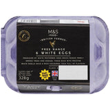 M&S free range white mixed size eggs 6 pack, imported from the UK