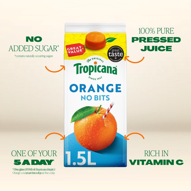 Tropicana smooth orange juice 1.5L (British brand)