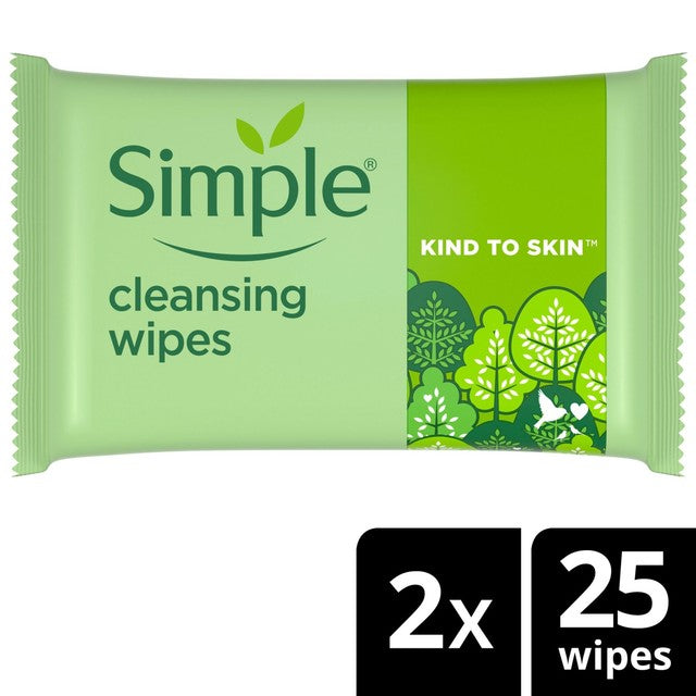 Simple biodegradable face wipes pack of 50 (British brand)