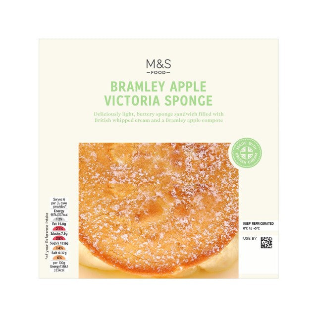 M&S Bramley Apple Victoria Sponge Cake 430g, imported from the UK