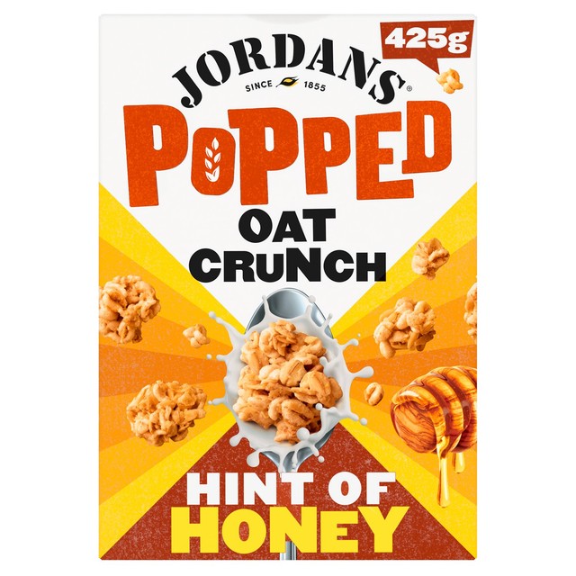 Jordans hint of honey popped oat crunch breakfast cereal 425g, UK version
