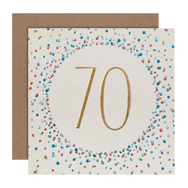M&S 70th Birthday Card 15x15cm, imported from the UK