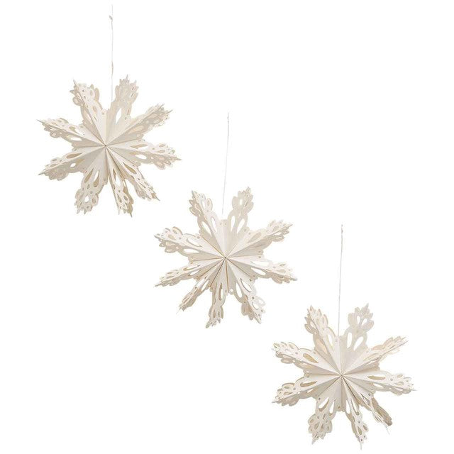 M&S Paper Snowflake Hanging Christmas Decorations, Cream