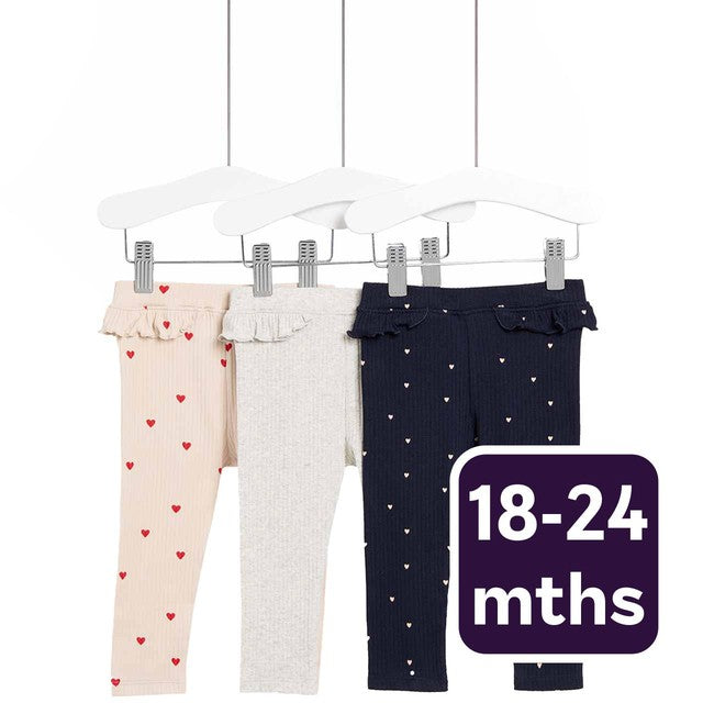 M&S Heart Cotton Leggings navy 18-24 months, imported from the UK