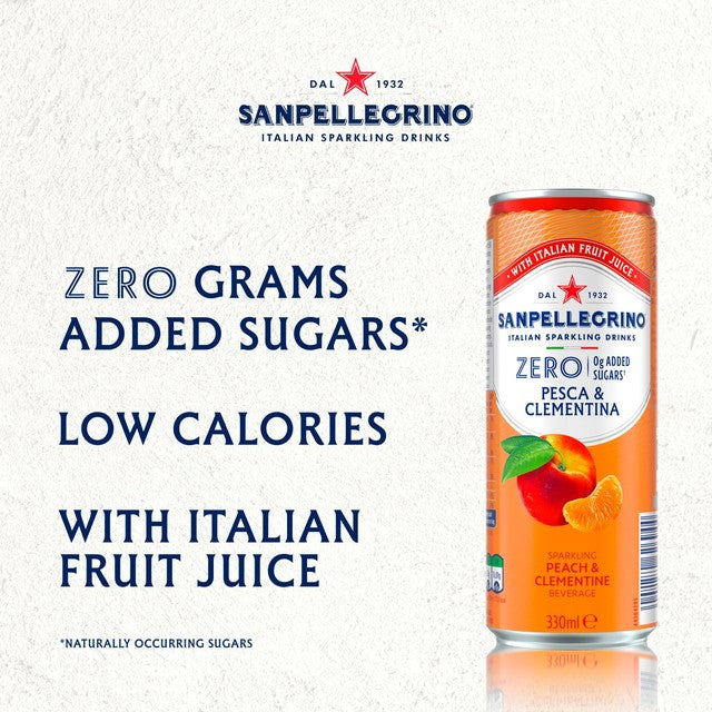 San Pellegrino Zero Peach Clementine sparkling drink 6x330ml (British brand)