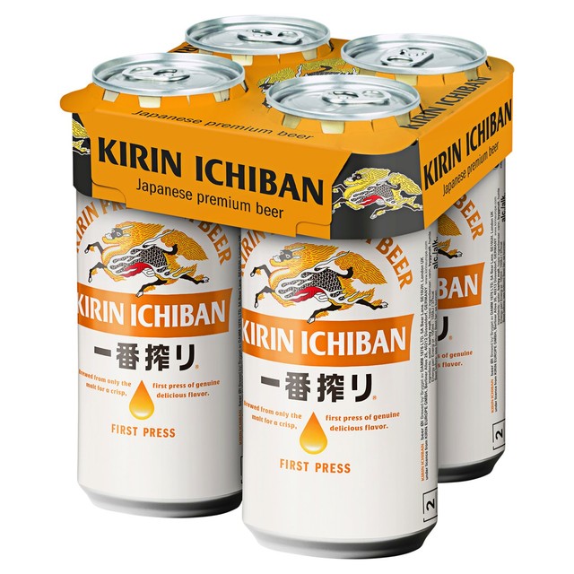 Kirin Ichiban lager beer 4 x 440ml cans, UK version