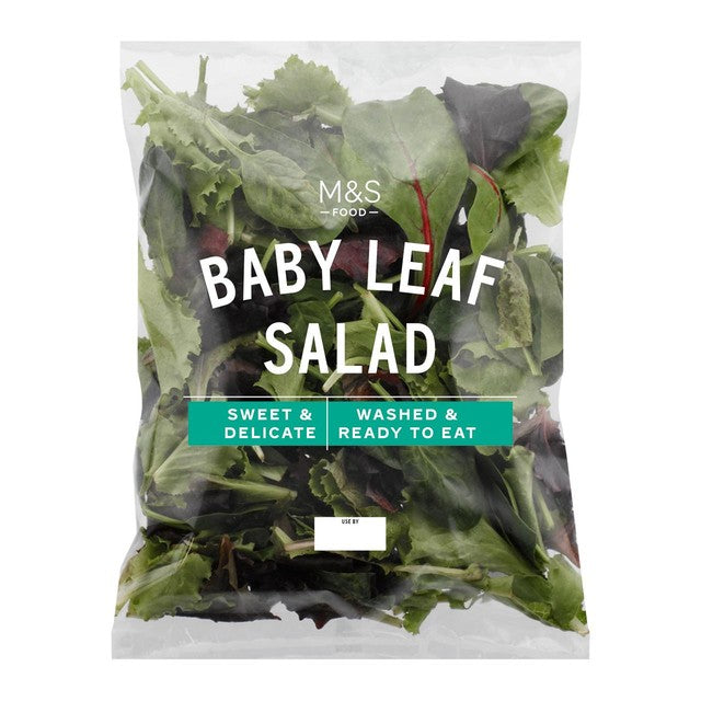 M&S mixed baby leaf salad washed and ready to eat 80g, imported from the UK
