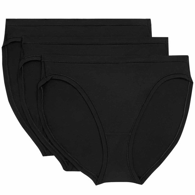M&S High Leg Knickers Black Size 14 3 Pack, imported from the UK