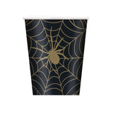 Unique Party black gold spider web paper cups 266ml - British product