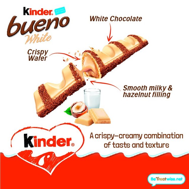 Kinder Bueno white chocolate hazelnut bars multipack 3 x 39g, UK version