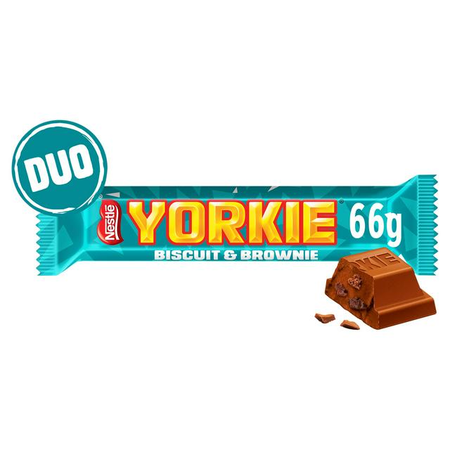 Yorkie Duo Biscuit Brownie Flavour Milk Chocolate Bar 66g