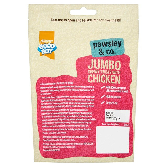 Good Boy Jumbo Twisters with Chicken dog treats 100g, UK version