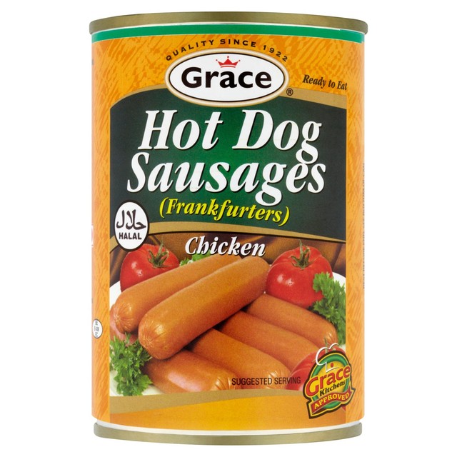 Grace halal chicken hot dog sausages 400g, UK version