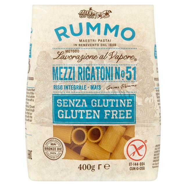 Gluten Free Mezzi Rigatoni Pasta 400g Made with Rice and Corn