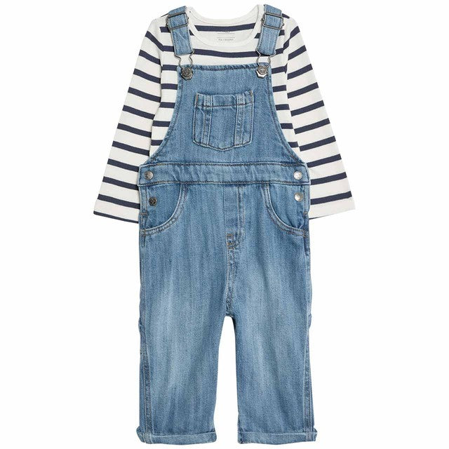 M&S Denim Dungaree outfit in Dark Denim for 9-12 Months - British product