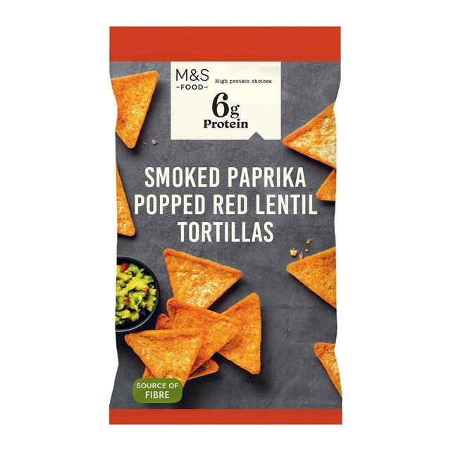 M&S Smoked Paprika Popped Lentil Tortillas 90g, imported from the UK