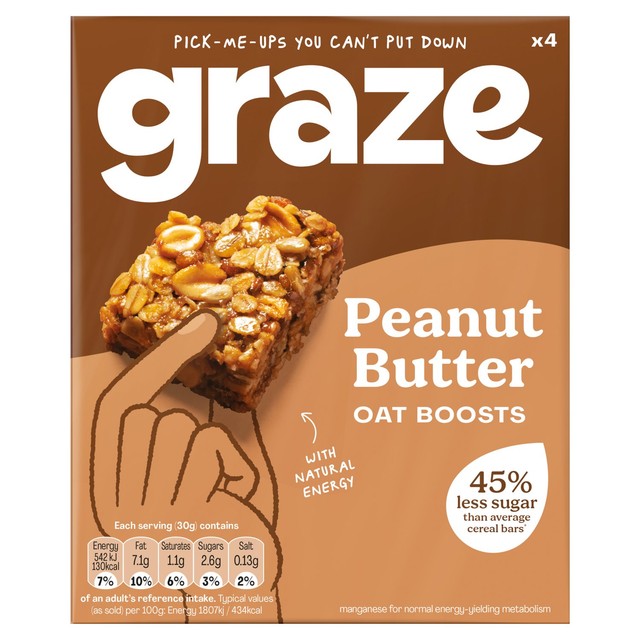 Graze Peanut Butter Oat Boosts flapjack 4x30g, UK version