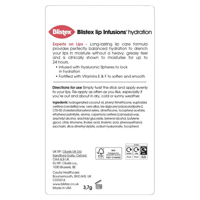 Blistex lip balm Hydration 4g - British product