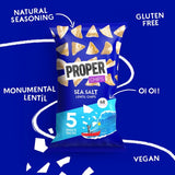 Properchips sea salt lentil crisps multipack, imported from the UK