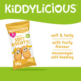 Kiddylicious Banana Soft Biscotti baby snacks 6 x 20g, UK version