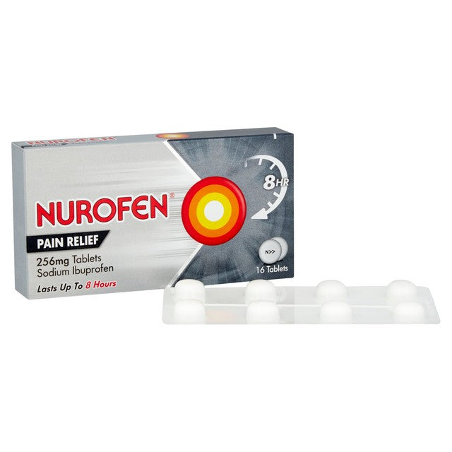 Nurofen pain relief ibuprofen 256mg tablets 16 pack, imported from the UK