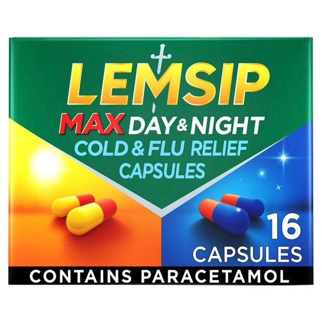 Lemsip Max Day & Night Cold Flu Capsules 16 Capsules, UK version
